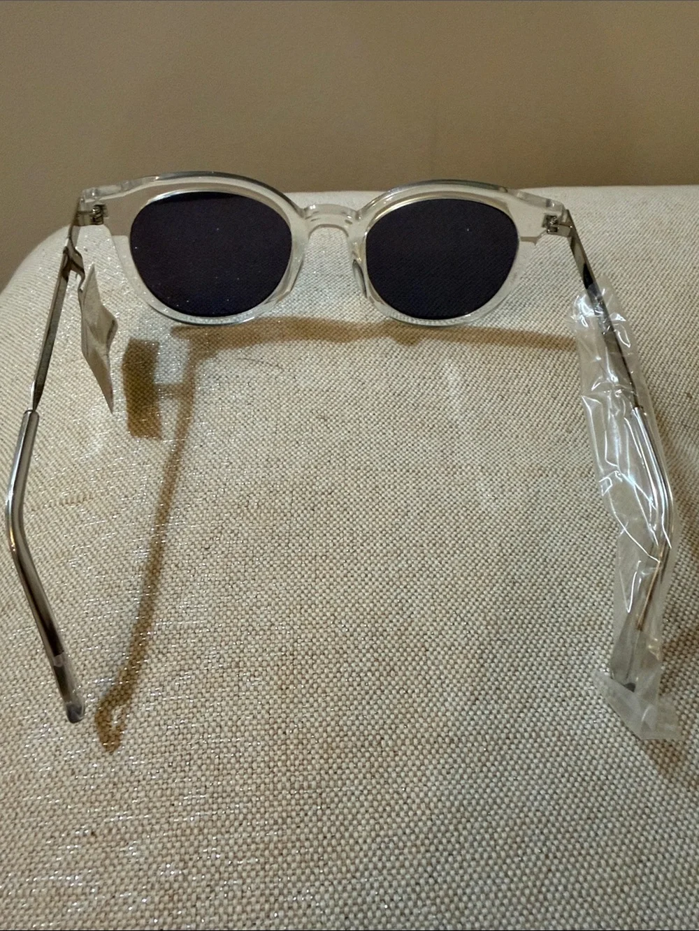 Oscar de la Renta Clear Frame Sunglasses with Brown and Green Lenses